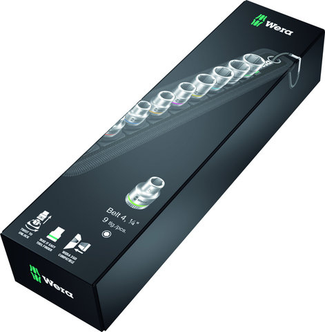 Wera Belt A 4 Zyklop Socket Wrench Insert Set - black-silver