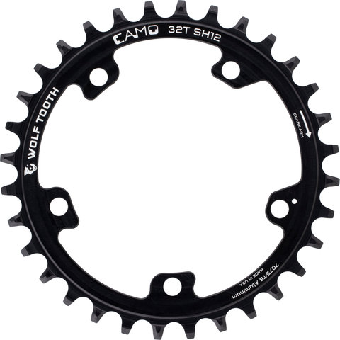 Wolf Tooth Components CAMO Aluminium Round Chainring for Shimano HG+ 12-speed Chains - black/32 