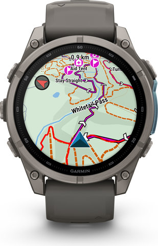 Garmin fēnix 9 AMOLED Sapphire DLC Titan 47 mm Multisport-Smartwatch - kieselgrau-titan