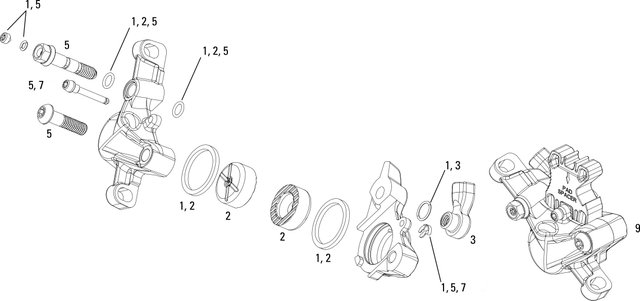 SRAM Ersatzteile X0 Bremssattel (2011-2016) - 1/universal