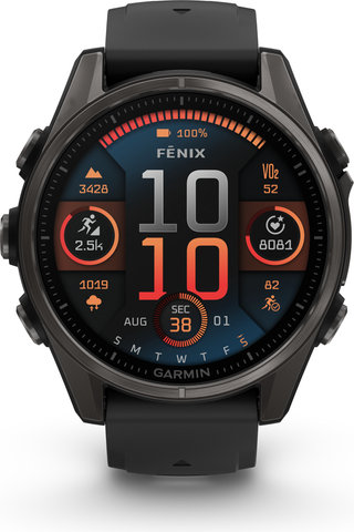 Garmin fenix 8 AMOLED Sapphire Titan GPS 43 mm Multisport-Smartwatch - schwarz-carbongrau