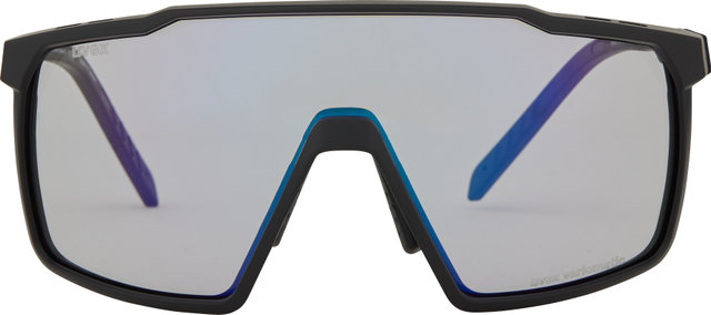 uvex Lunettes de Sport mtn perform S V - black mat/litemirror blue