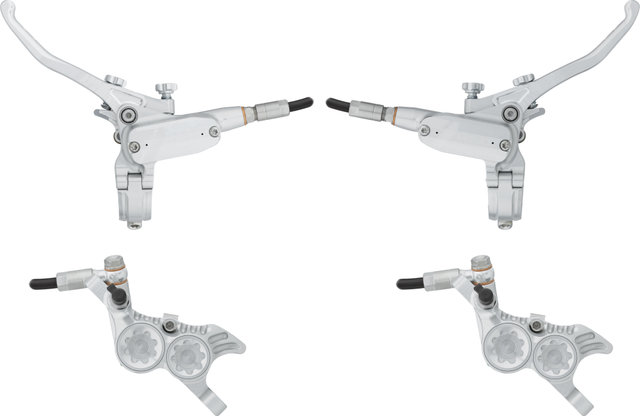 Hope Tech 4 V4 v+h Set Scheibenbremse mit Kunststoffleitung - silver-silver/Set/links/rechts (seitenspezifisch)