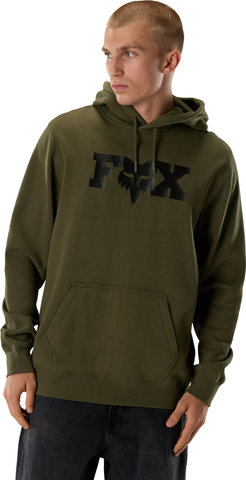 Fox Head X Fleece Hoodie - olive green | S