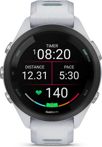 Garmin Forerunner 265S Smartwatch mit Schnellwechsel-Silikon-Armband 18 mm - steinweiß-schwarz