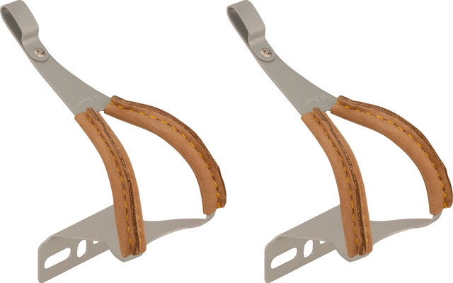 MKS Alloy Toe Clips w/ Leather - brown/M