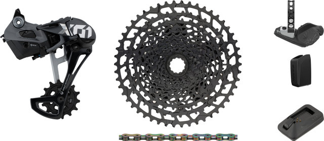 SRAM Kit de Mise à Niveau X01 Eagle AXS 1x12vit. avec Cassette pour Shimano - black - XX1 rainbow/Shimano VTT/14 dents/Shimano MTB/aucun/11-50/aucun/sans