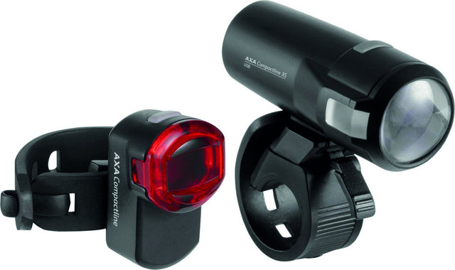 Axa Set de luz del. Compactline 35 USB + luz tr. Rear con aprobación StVZO - negro
