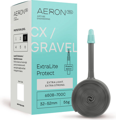 Aeron CX/Gravel - ExtraLite Protect 27,5" - 28" TPU Schlauch - grau | SV | 32-584 bis 52-622 | 42 mm