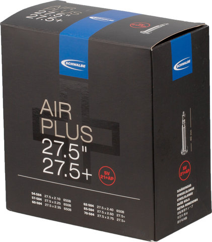 Schwalbe Chambre à Air 21+ Air Plus pour 27,5" / 27,5+ - noir/54-584 à 70-584/Valve Presta (SV)/27,5 x 2,10-2,75 SV 40 mm/40 