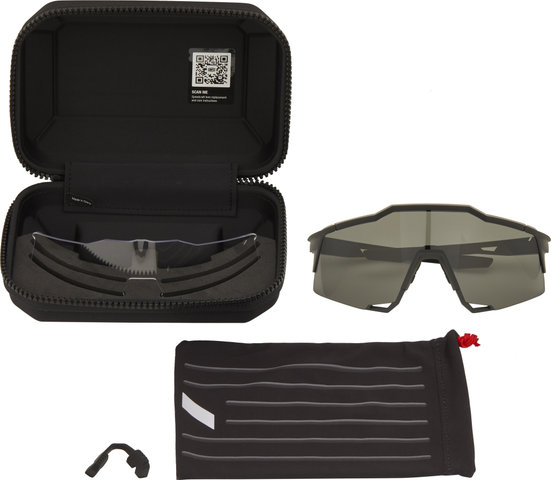 100% Speedcraft Smoke Sports Glasses - soft tact black | smoke