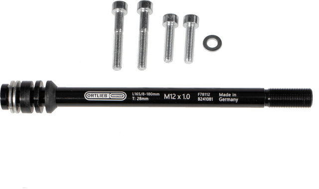 ORTLIEB Thru Axle M6-Connector Thru Axle - black/12 mm, 1,0 mm, 180 mm