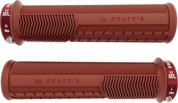 Peaty's Poignées de guidon Monarch Pro Grip Knurl Lock-On - brick red | 32 - 34 mm