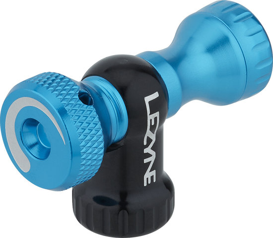 Lezyne Control Drive CO2 pump head with 16 g CO2 cartridge - blue