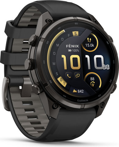 Garmin fēnix 9 Pro – inReach AMOLED Titan 47 mm Multisport-Smartwatch - schwarz-kieselgrau