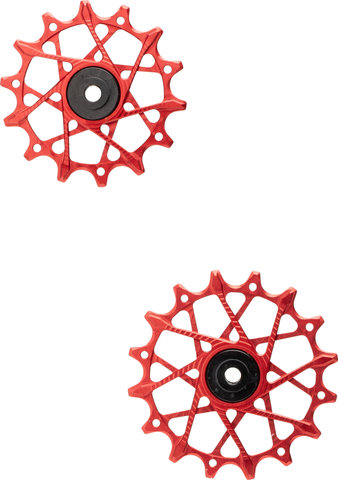 Garbaruk Juego de Poleas 14 + 16 Dientes para Shimano de 12 Velocidades - red | 14 dientes (polea guía), 16 dientes (polea tensora)