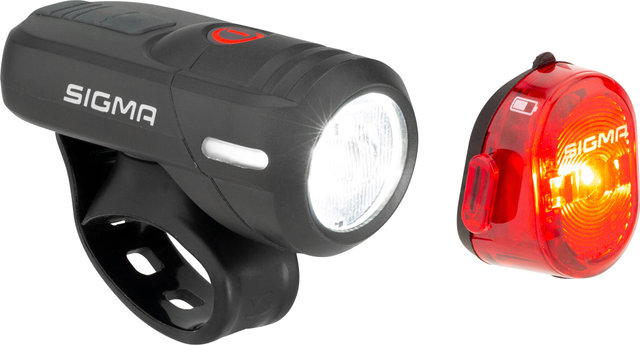 Sigma Aura 45 Frontlicht + Nugget II Rücklicht LED Beleuchtungsset m. StVZO - schwarz