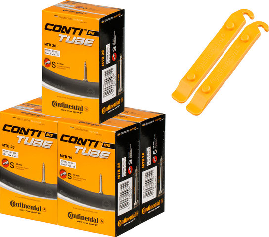 Continental Schlauch MTB 26 - 5 Stück + 2 Reifenheber gratis - universal/33-622 bis 46-622/SV/26 x 1,75-2,5 SV 42 mm/42 mm