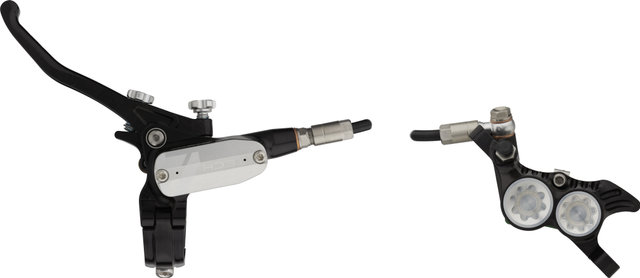 Hope Tech 4 V4 v+h Set Scheibenbremse mit Kunststoffleitung - black-silver/Set/links/rechts (seitenspezifisch)