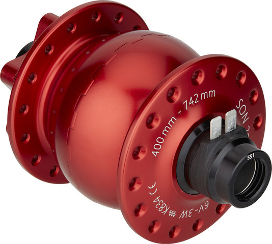 SON 28 15 110 Boost 6-Bolt Disc Hub Dynamo - red/32 hole