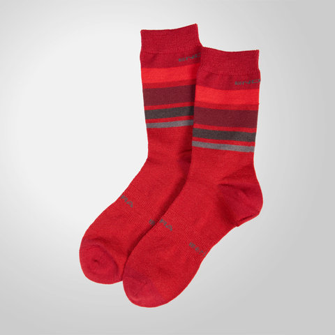 Endura Chaussettes à rayures BaaBaa Merino - red | 37 - 42