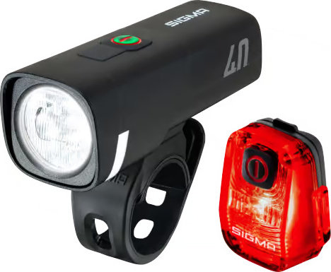 Sigma Set de lampes Aura 40 feu avant + Hiro 10 feu arrière conforme StVZO - noir