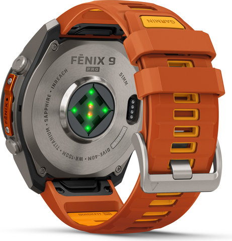Garmin fēnix 9 Pro – inReach AMOLED Titan 51 mm Multisport-Smartwatch - autumn orange-spark orange