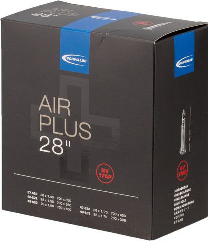Schwalbe Chambre à Air 17 Air Plus pour 28" - noir/37-622 à 47-635/Valve Presta (SV)/37/47-622/635 SV 40 mm/40 