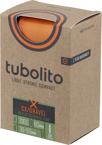 tubolito Chambre à Air Tubo-CX/Gravel 28" - orange/Valve Presta (SV)/30-622 à 50-622/30-50 x 622 SV 60 mm/60 