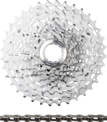 Shimano XT CS-M771-10 Cassette + CN-HG95 10-speed Chain Wear & Tear Set - silver/116/11-36
