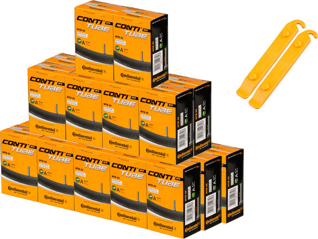 Continental MTB 26 Inner Tube Set - 25 Inner Tubes + 2 Free Tyre Levers - universal/Schrader Valve (AV)/33-622 to 46-622/26x1.75-2.5 Schrader 40 mm/40 mm