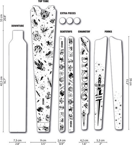 DYEDBRO Set de lámina protectora de cuadros gravel - old school tattoo black