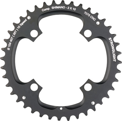 Stronglight Kettenblatt Shimano 10-fach, 4-Arm, 104 mm Lochkreis - schwarz/40 Z