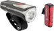Aura 80 Frontlicht + Blaze Rücklicht mit Bremslicht LED Set mit StVZO - schwarz/80 Lux