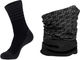 GripGrab Fleece Thermal Neck Warmer + Merino-Lined Waterproof Socks Bundle - black/42-44