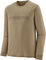 Patagonia Cap Cool Merino Graphic L/S Shirt - outline text logo-seabird grey/M