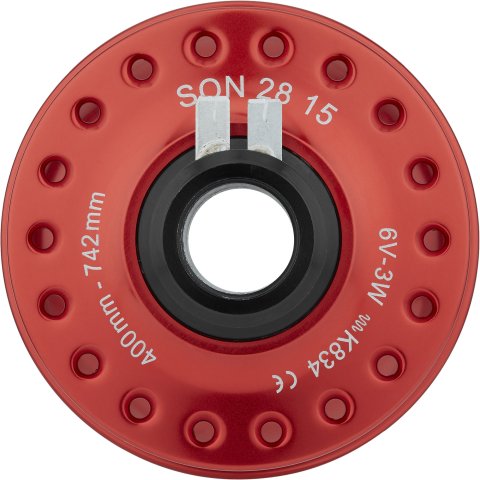 SON Dinamo de buje 28 15 Disc 6-agujeros - rojo/36 agujeros
