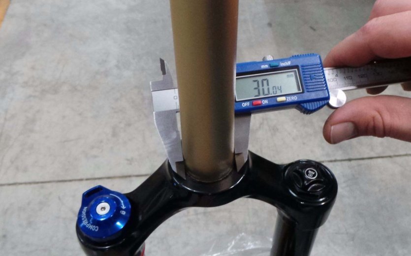 The diameter of the steerer tube is measured above the crown of the fork.