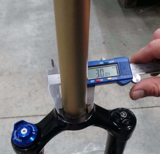 The diameter of the steerer tube is measured above the crown of the fork.