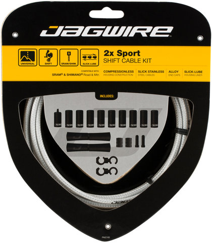 Jagwire Set de cables de cambios 2X Sport - braided white/universal