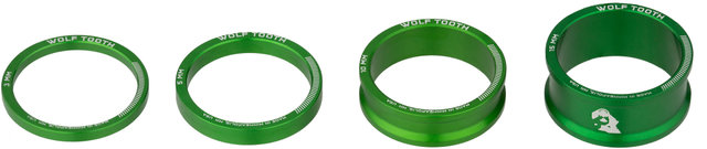 Wolf Tooth Components Set d'Entretoises pour Direction Precision Headset - green/1 1/8"