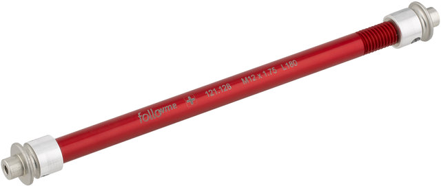 FollowMe Adaptador de eje pasante de 12 mm de aluminio - rojo/12 mm, 1,75 mm, 180 mm