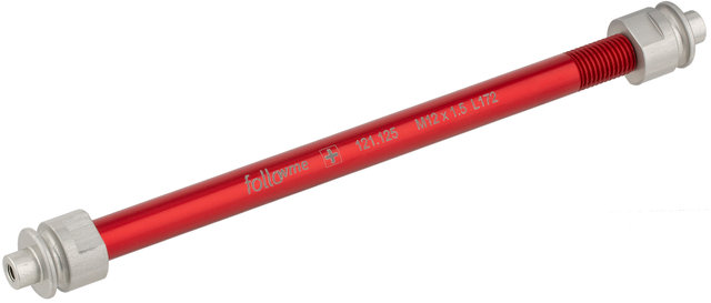 FollowMe Adaptador de eje pasante de 12 mm de aluminio - rojo/12 mm, 1,5 mm, 172 mm