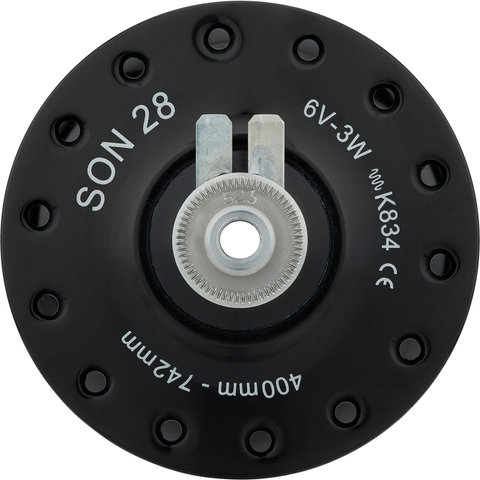 SON 28 Centre Lock Disc Dynamo Hub - black/28 hole