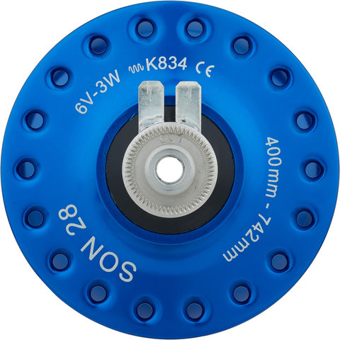 SON 28 Disc Center Lock Nabendynamo - blau-eloxiert/36 Loch