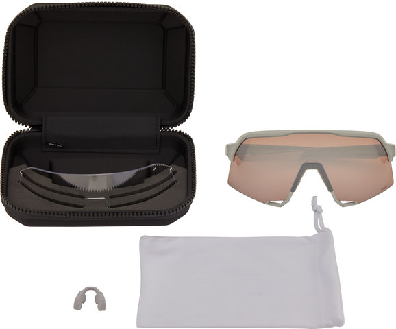 100% S3 Hiper Sportbrille - soft tact stone grey/hiper crimson silver mirror